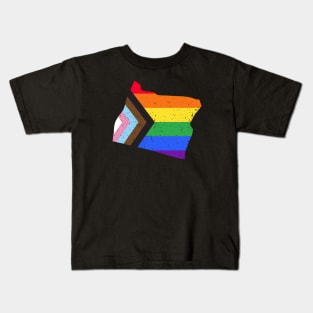 Oregon State Pride: Embrace Progress with the Progress Pride Flag Design Kids T-Shirt